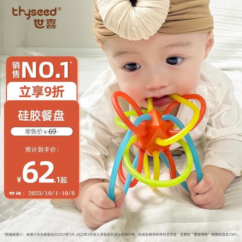 世喜曼哈顿手抓球牙胶婴儿可啃咬磨牙安抚3个月口欲期宝宝0-6以上玩具怎么看?