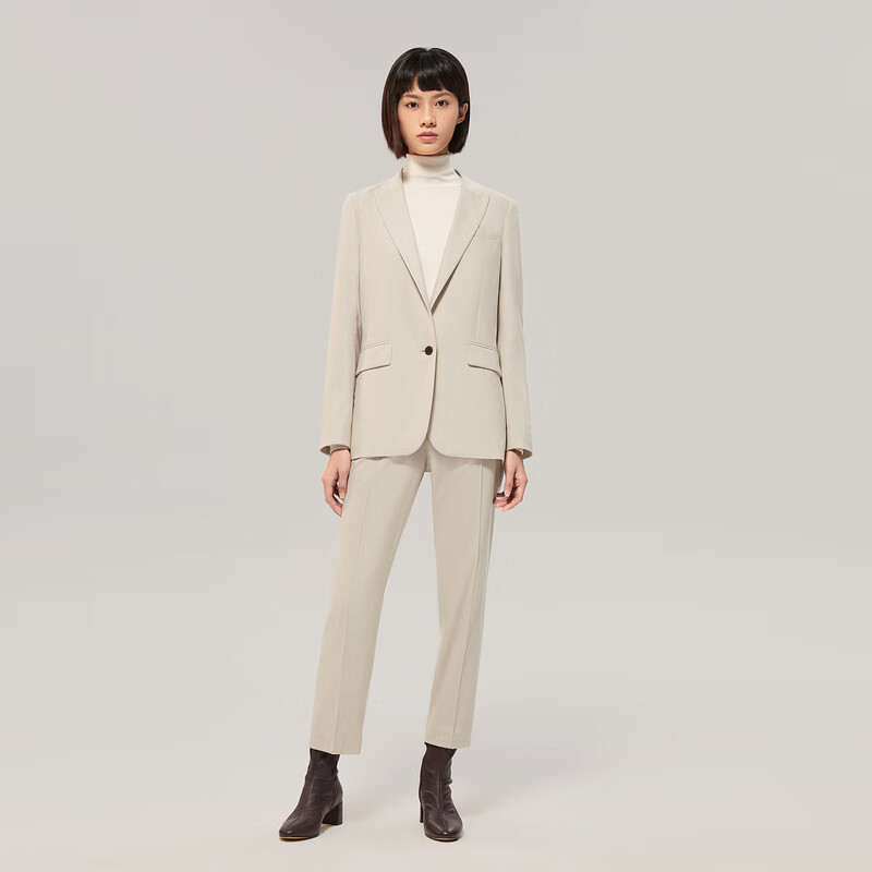 OVV【爱情而已同款】OVV秋冬热卖女装羊毛羊绒混纺套装西服外套 燕麦A9 XS