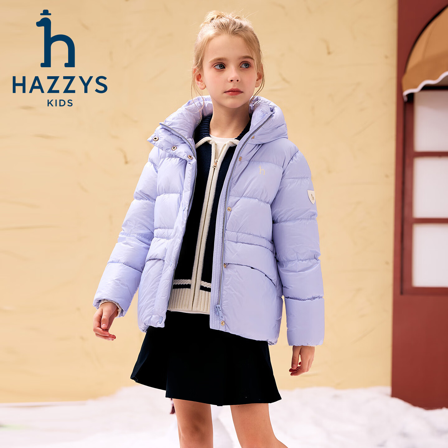 哈吉斯(HAZZYS)童装女童羽绒服2025冬新安心羽绒抑菌保暖厚外套 钻石黑 165