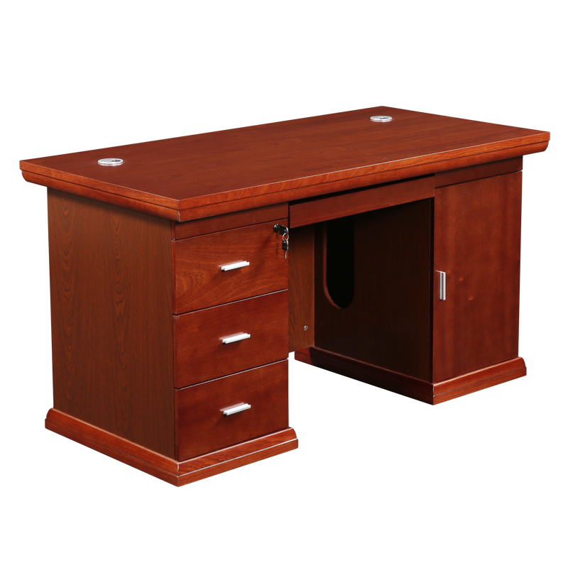 黎明 办公家具办公桌单人实木贴皮油漆职员经理桌写字台1.4米