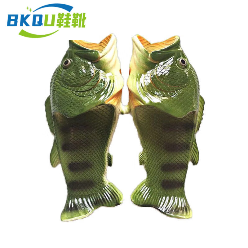 bkqu鱼头拖鞋搞怪居家室内防水男士一字拖潮流学生情侣凉拖鞋女 鱼