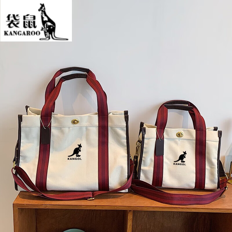 袋鼠韩版大容量帆布包包女布袋手提上课通勤托特包布包单肩斜挎包 dsd