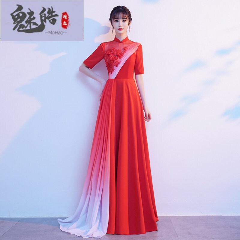 橦华品牌女装 舒适面料歌唱家演出服装歌咏比赛大合唱团服女长裙演