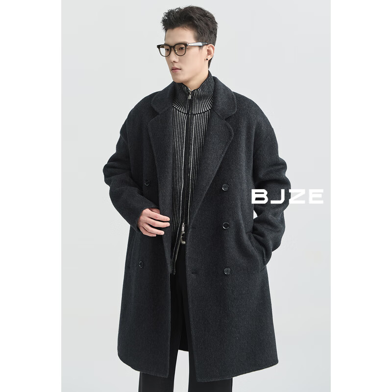 伯爵卓尔全羊毛双面呢大衣100%男士中长款2024秋冬新款通勤男装外套 山岩灰 2XL 185