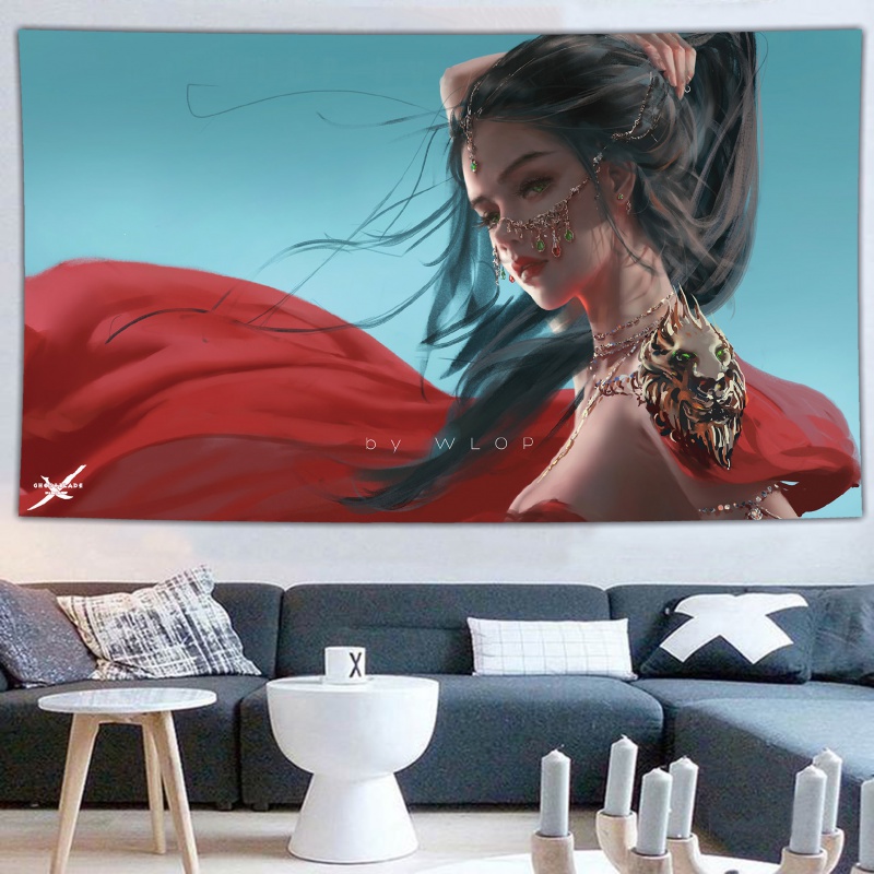 睿爸网红鬼刀超大宿舍出租屋卧室装饰背景布ins挂布