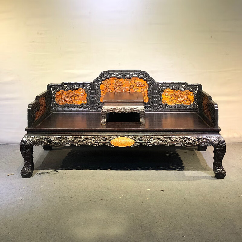 仿古家具古典家具檀木麒麟罗汉床jh1247zy