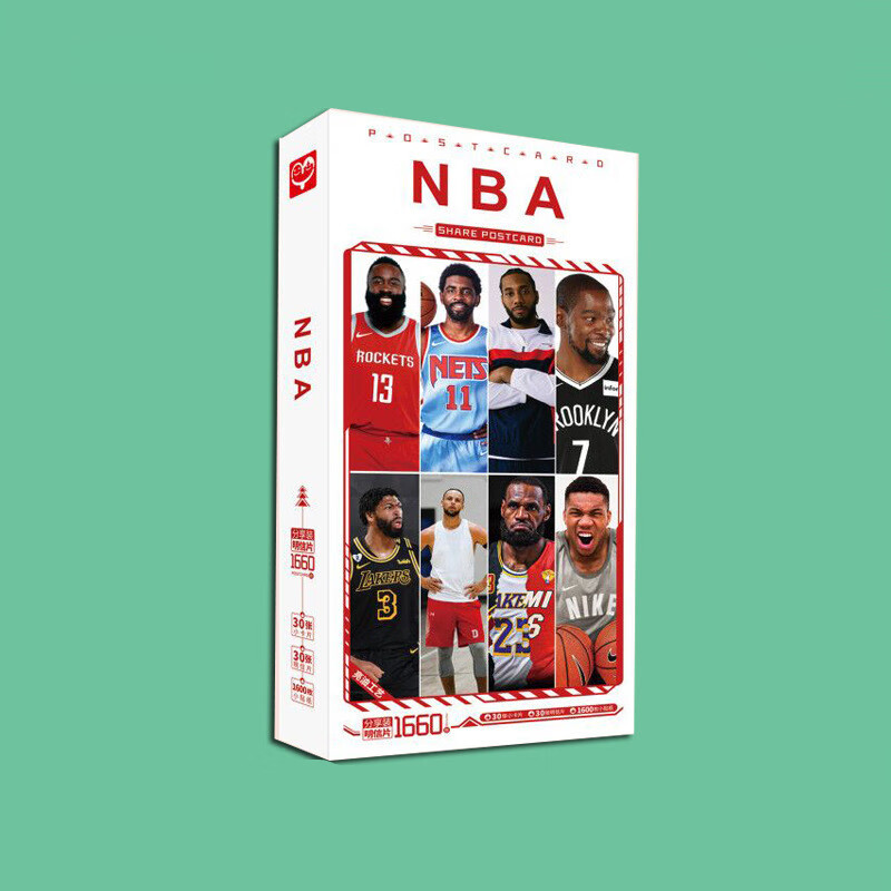 180张套装NBA球星卡片明信片贴纸合集