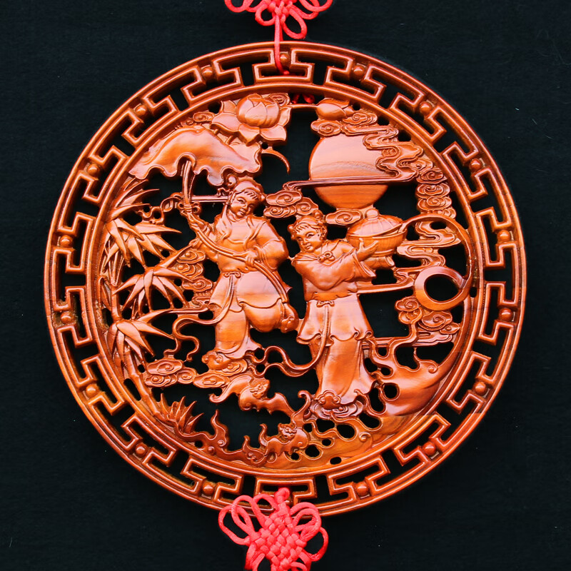 辉客映上桃木和合挂饰摆件图挂件福字中国结家居客厅玄关礼品挂画木雕