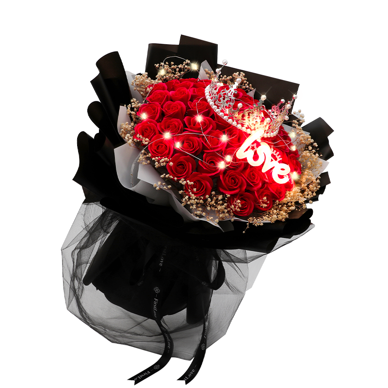 AIMORNY52朵红玫瑰永生香皂花同城配送520情人节生日礼物表白花送女友