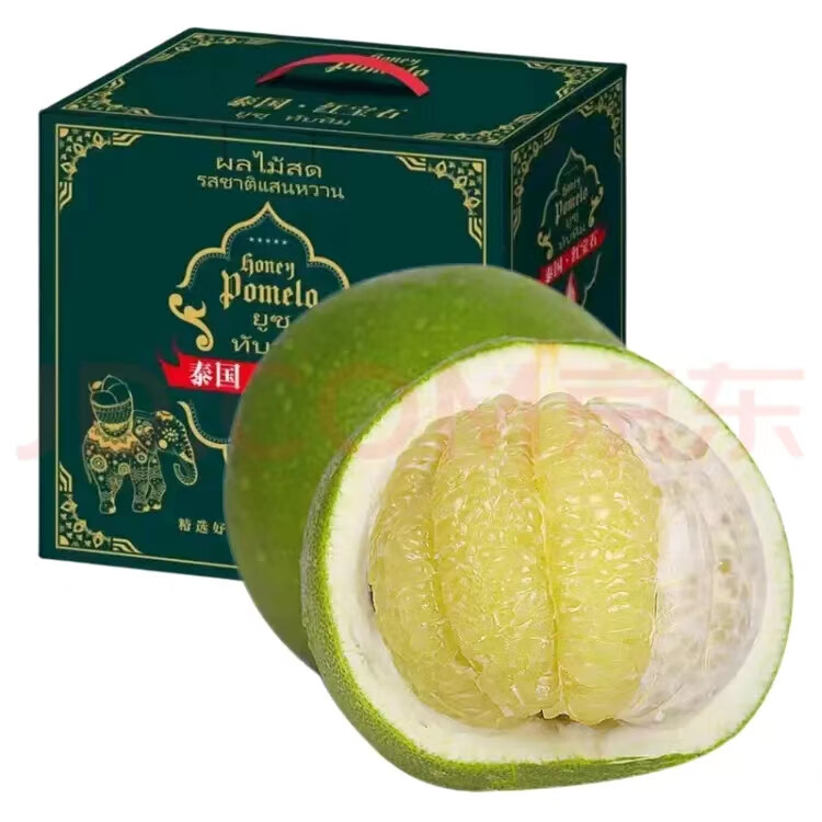鲜其泰国青柚新鲜柚子水果进口青皮白心蜜柚当季鲜货整箱 精选泰国青柚 4-5斤  2个装