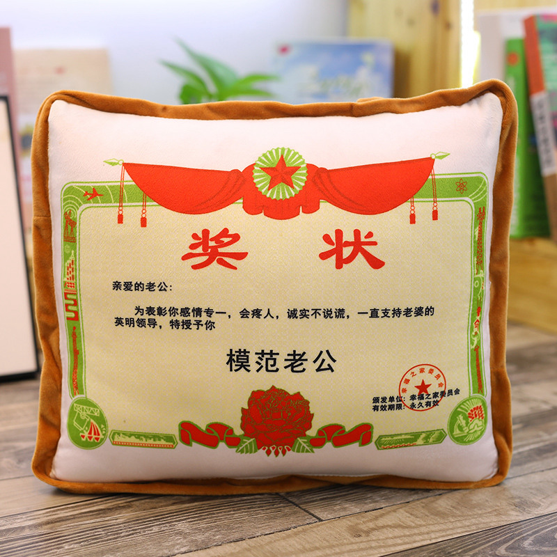 创意奖状抱枕被子两用空调被女生送妈妈生日礼品母节儿童节礼物 模范