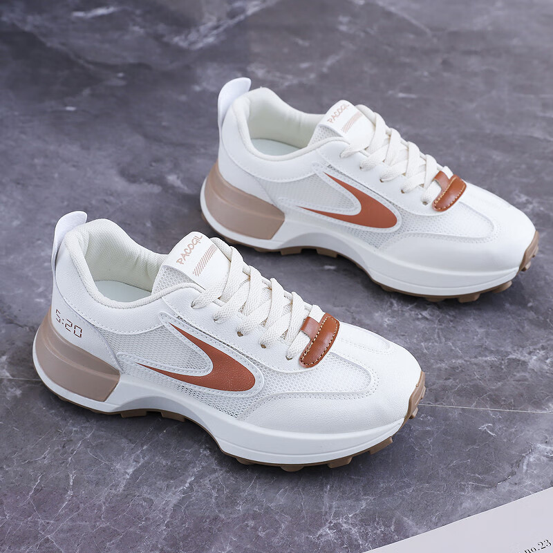 FSAT小蛮腰阿甘鞋女夏季薄款老爹鞋透气单网面休闲运动厚底百搭小白鞋 米兰 40