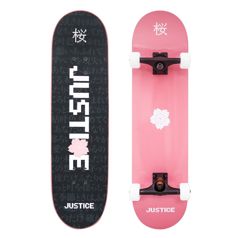 沸点Justice滑板初学者男女生成人专业双翘滑板限定板樱花