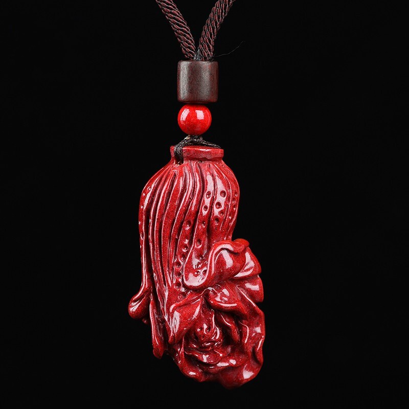 牧思 天然原矿朱砂白菜吊坠 本命年 百财紫金沙项链 挂件 男 款式一