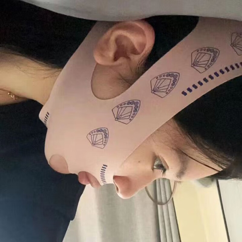 睫蓓绷带v脸提拉紧致脸部法令纹下垂面雕面罩全脸提升神器双下巴 1件 360度贴合+48倍效果 【仙女】重复使用-改善法令纹