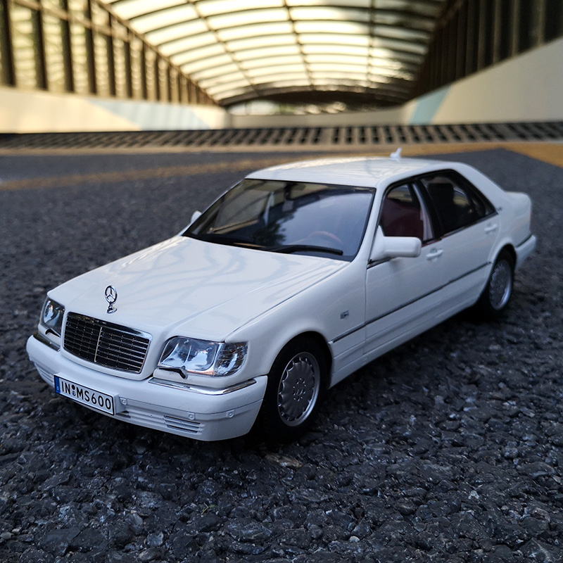 mm原厂 1:18  奔驰s600 虎头奔 1990年 benz 合金仿真汽车模型 白色