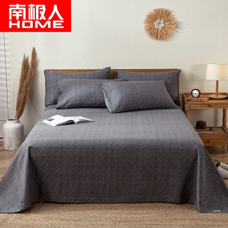 加厚老粗布床单单件纯棉 日式无印亚麻风被单全棉国民老床单 草绿色