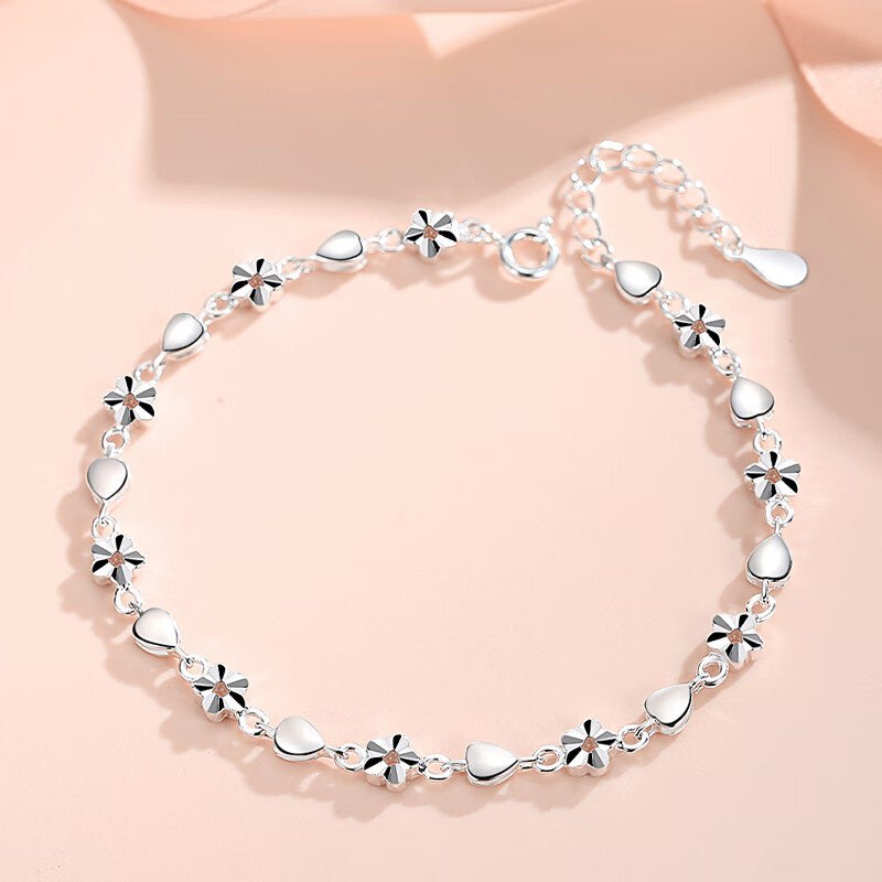 译鸟99银手链女2022年新款女生ins小众设计简约女夏年轻款 守望的爱