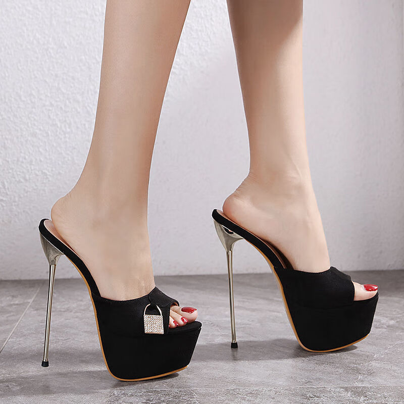 奕菓恨天高16厘米高跟鞋大码12cm恨天高细跟鞋女拖鞋17cm20公分超高跟