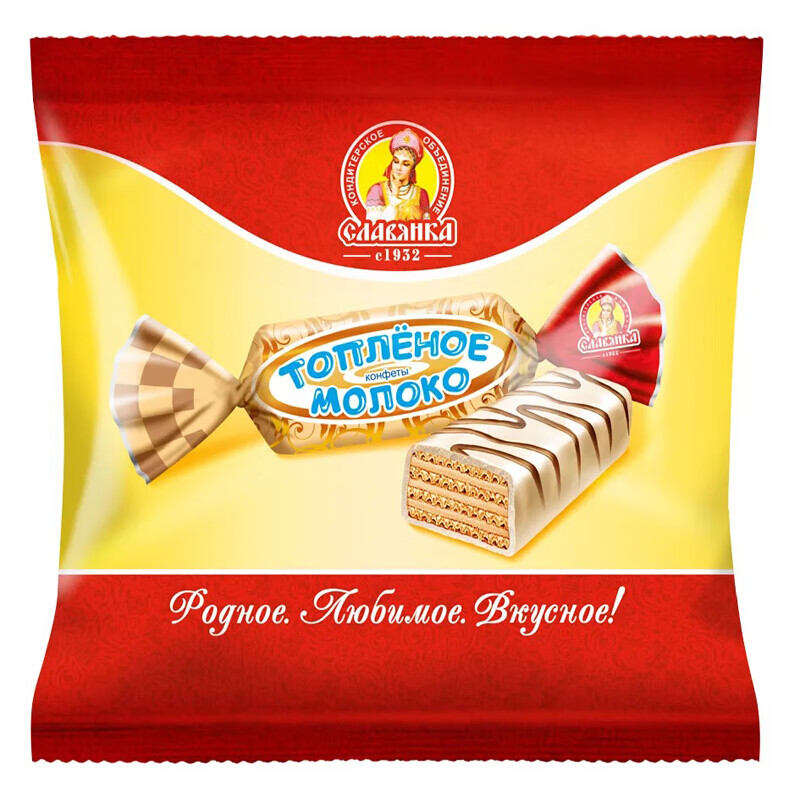 slavyanka俄罗斯进口斯拉夫洋咖休闲零食鲜奶味巧克力威化饼干500g