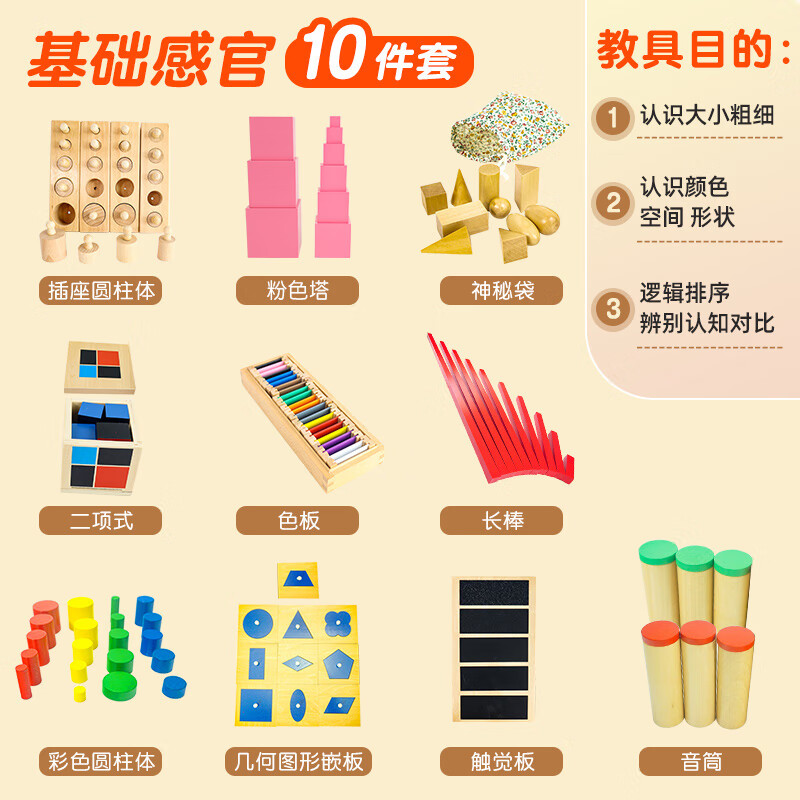 卓狮蒙氏数学教具88件套家庭版套装早教玩具感官全套蒙特蒙台梭利