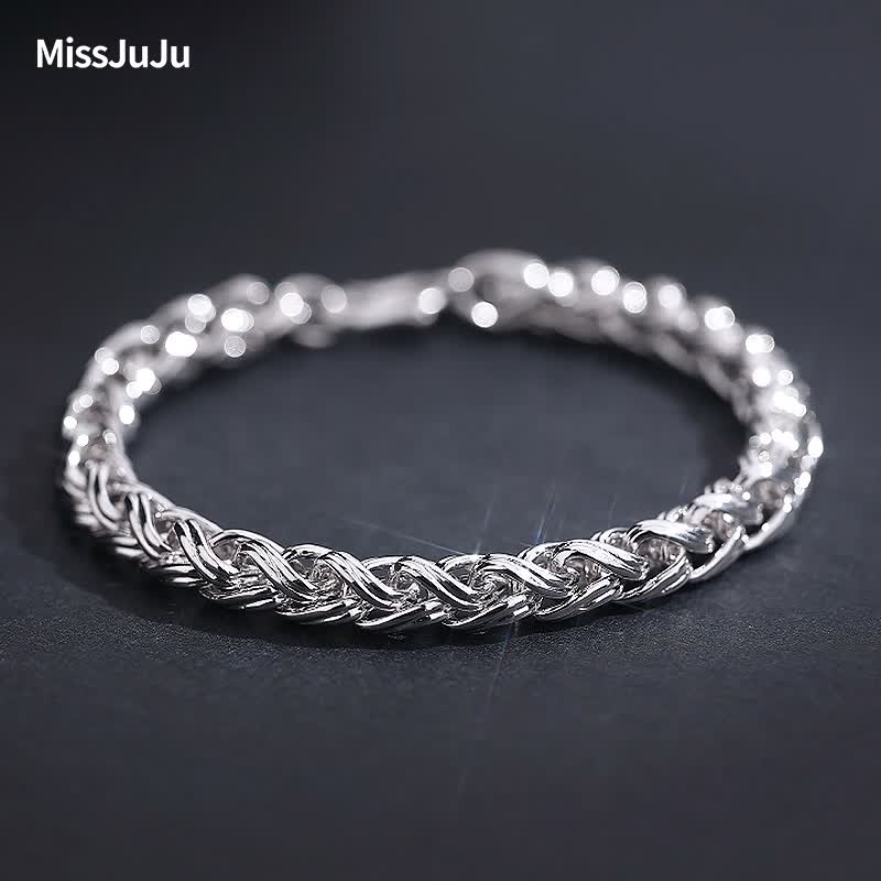 Miss JuJu 铂金手链男款 pt950白金手链男士个性圆形麻花纹显宽显粗手链 重36.85g 长18cm粗6.2mm怎么看?