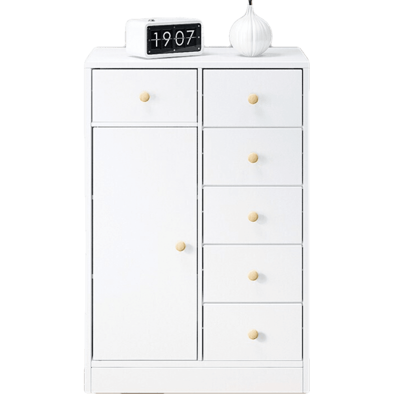 米客米家 床头柜斗柜家用卧室现代简约储物柜网红轻奢斗橱卧室客厅收纳柜子 60CM暖白色【单门六抽】