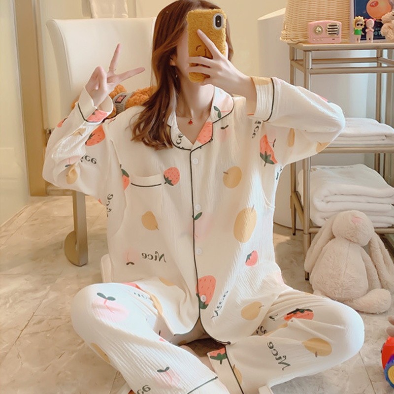 爱宝适 月子服春夏纯棉纱布孕妇睡衣舒适透气产后哺乳衣套装竖开口