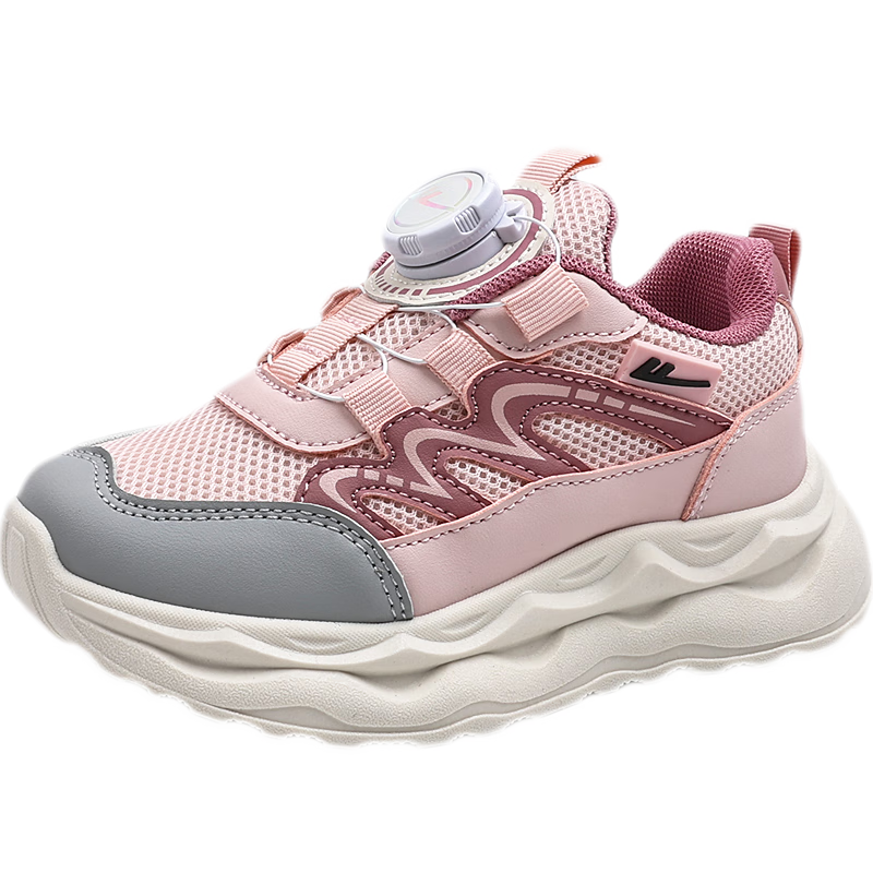 回力（Warrior）儿童鞋男女童跑步鞋旋钮扣轻便运动鞋 WZ(CL)-0887 浅粉粉灰 35 