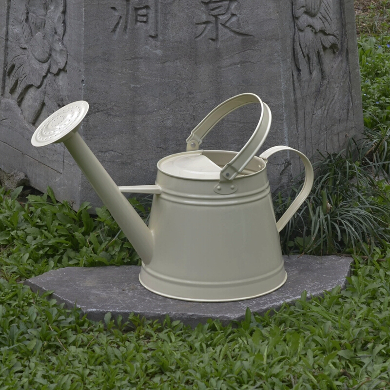 铁皮复古大容量洒水壶蓬壶两用浇水壶浇花家用淋花壶长嘴种菜 乳白色
