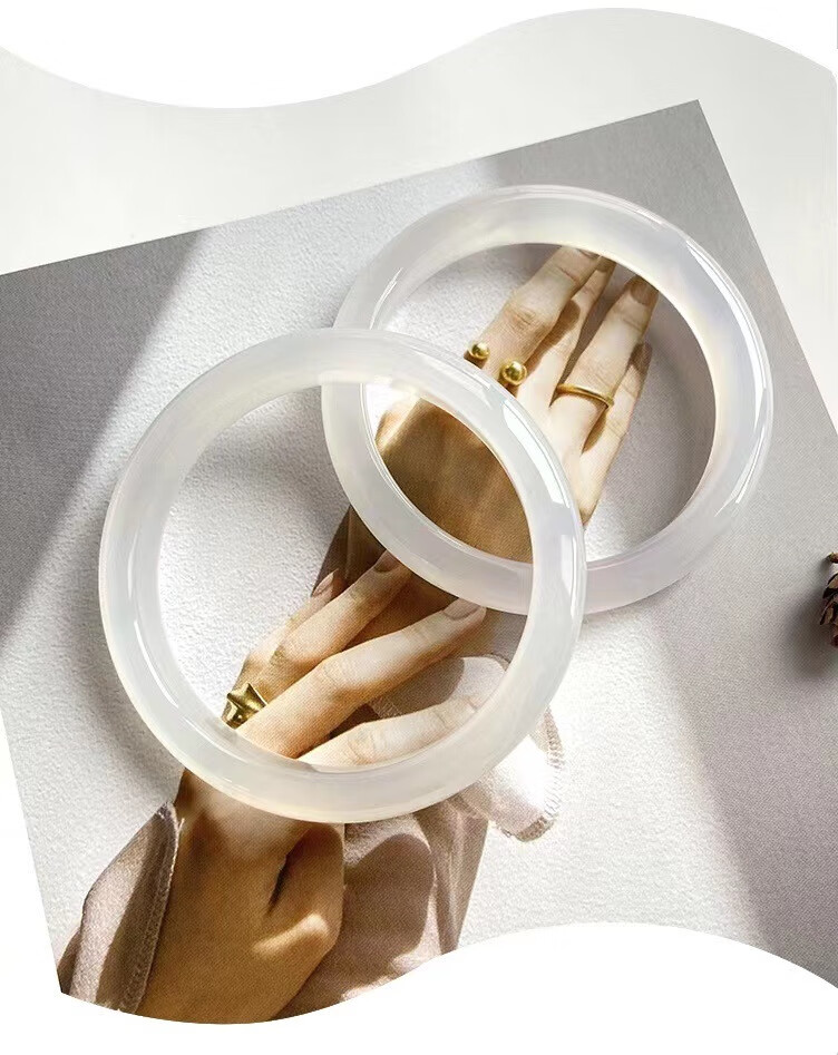 sjbob温文尔雅新中式冰种香槟色玛瑙手镯女马达加斯加细圆条镯子 49