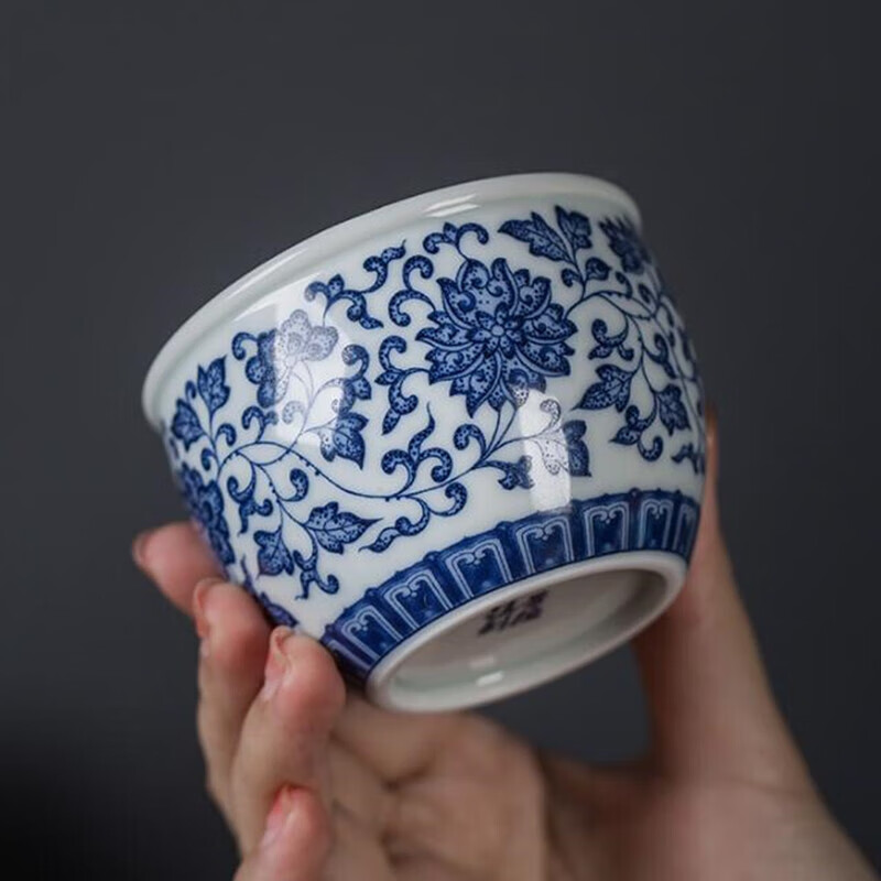 瓷毅雅堂景德镇青花瓷品茗杯功夫茶杯陶瓷品杯单杯茶碗主人杯茶盏茶 a
