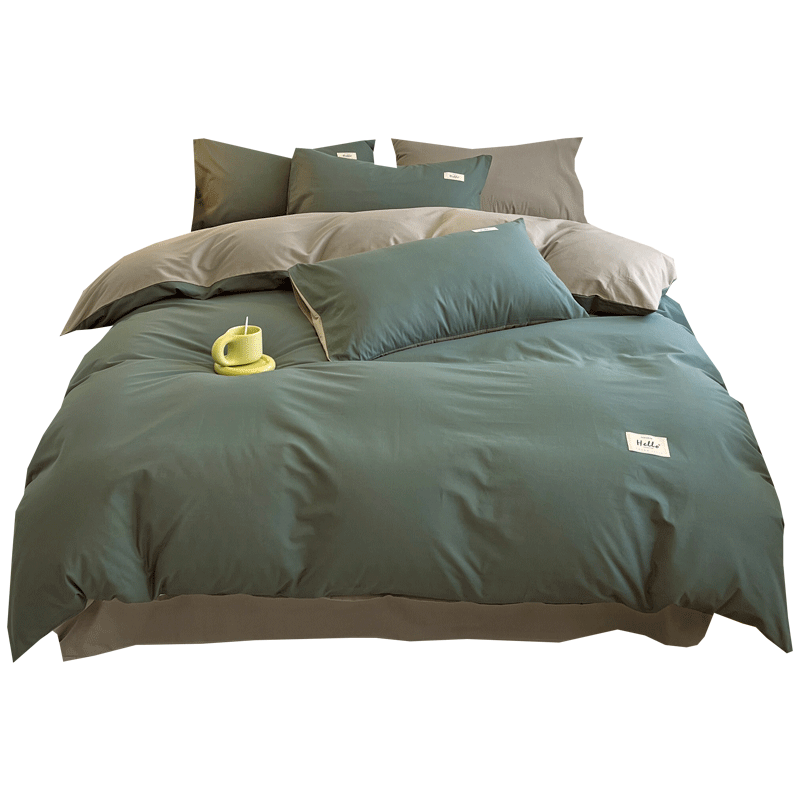 安睡宝（SOMERELLE）简约风全纯棉床上三件套学生宿舍全棉裸睡被套床单床品套件1.2m