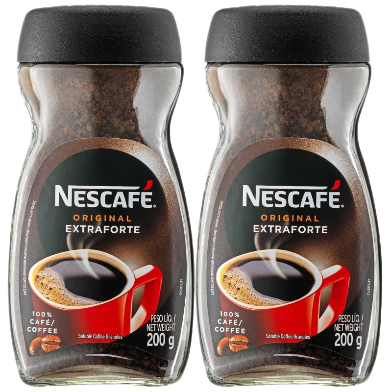 雀巢（Nestle） 咖啡粉黑咖啡美式咖啡无蔗糖添加速溶冻干黑咖啡 【200g瓶装】雀巢巴西黑咖啡*2瓶