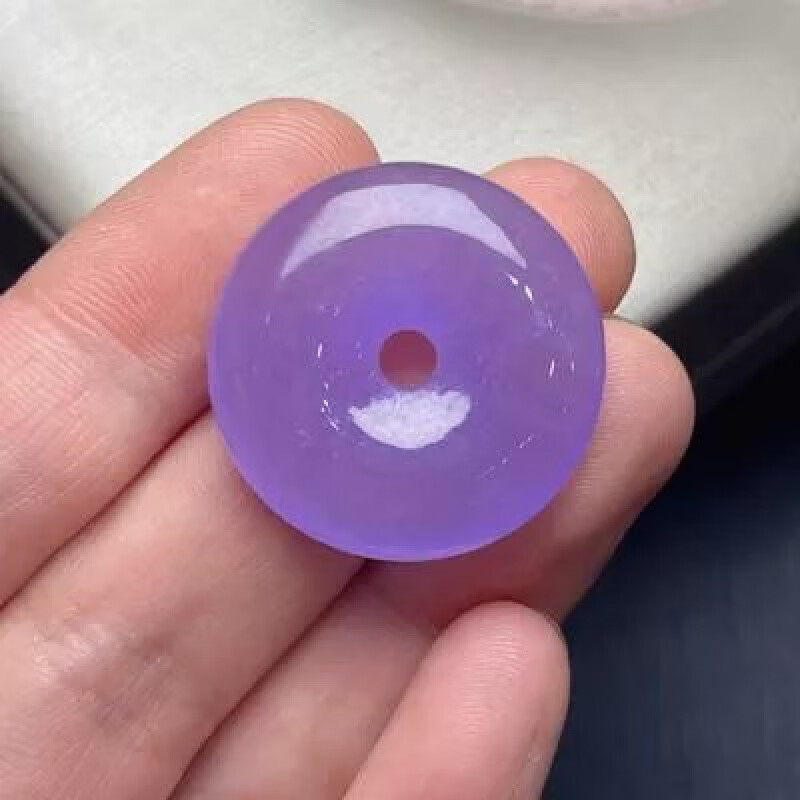 可颖紫罗兰平安扣缅甸翡翠满紫色挂件玉坠男女款 缅甸翡翠 吊坠冰糯种