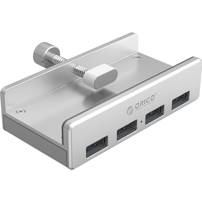奥睿科(ORICO) USB分线器3.0  多功能铝合金卡扣式hub集线器带供电口 台式笔记本高速扩展4口 银MH4PU-P