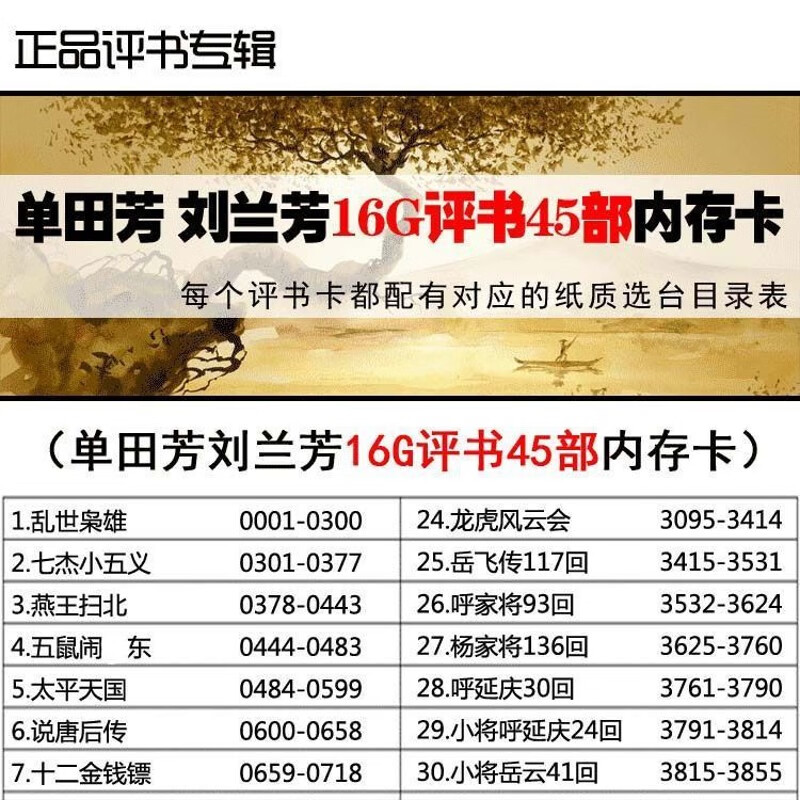 32G单田芳袁阔成田连元刘兰芳TF内存评