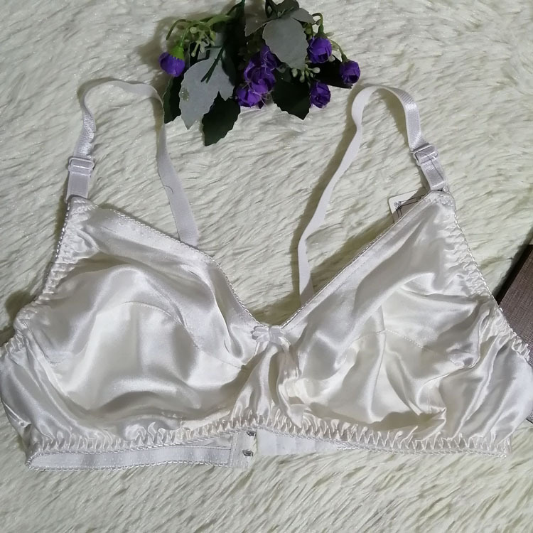 茹萱乐 桑蚕丝女士内衣超薄bc杯无钢圈真丝文胸舒适无束缚乳罩 白色
