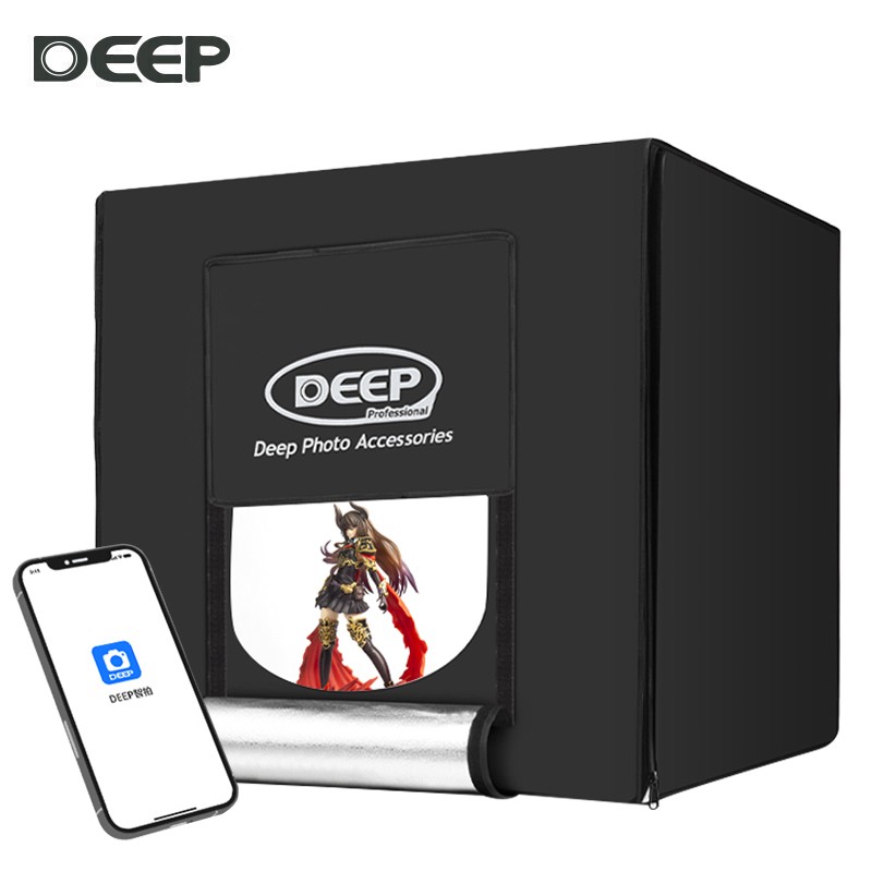 德普（DEEP） LED小型摄影棚套装40cm智能柔光箱专业拍照补光灯箱免布光高亮度多角度拍摄器材 40CM双路立体调光【2灯版+智拍APP两年】