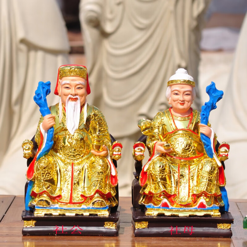 科茵格12寸16寸19寸社公社母神像树脂工艺品供奉摆件社爷社婆佛像 12