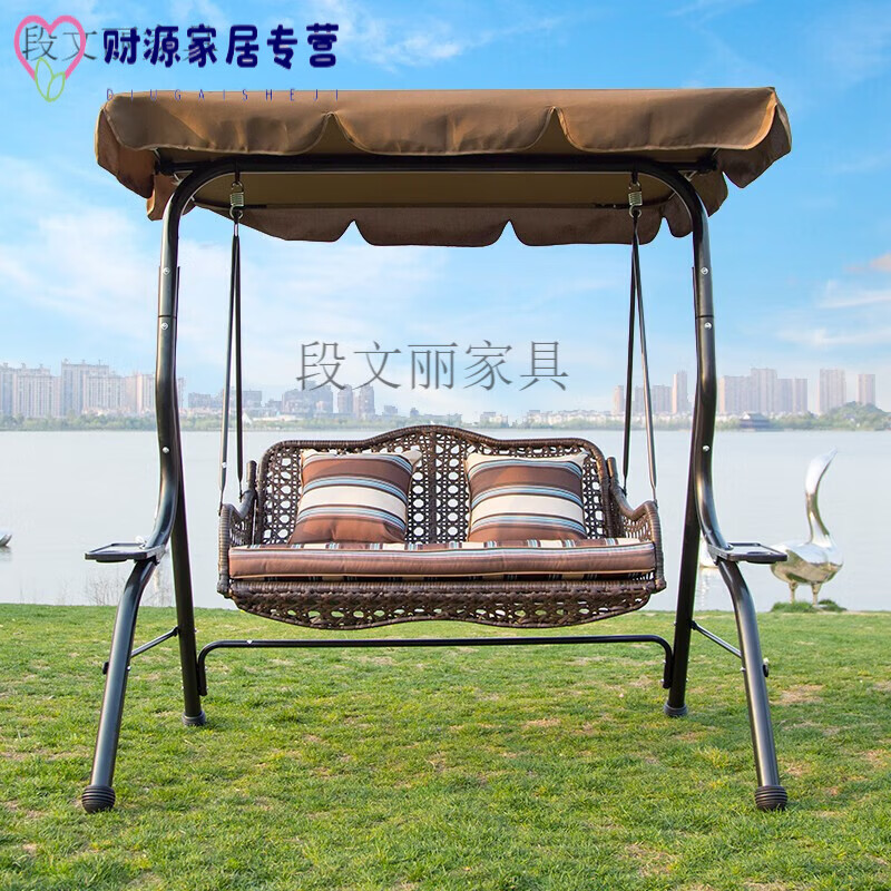 室外院子摇椅家用阳台吊床室内卧室网红懒人休闲 冰咖啡编藤双人秋千