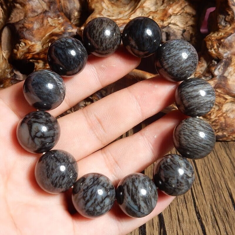 宠福新疆和田玉手链稀有草花老坑手串男士飘花圆珠手链佛珠附证书