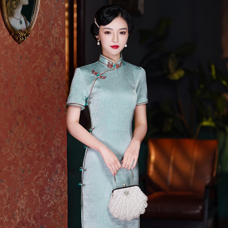 予瑾真丝旗袍老上海真丝旗袍年新款少女改良版气质高端复古中国风长款