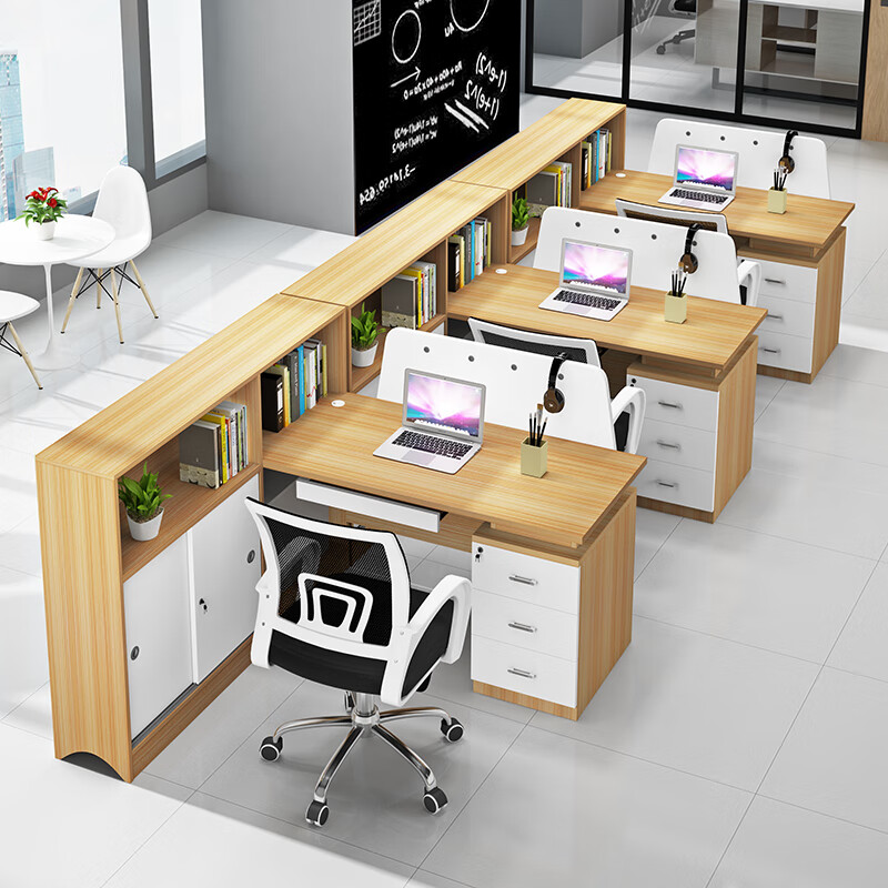 桌2/4/6人屏风桌双人时尚现代写字楼职员桌椅组合3人卡位办公室桌子