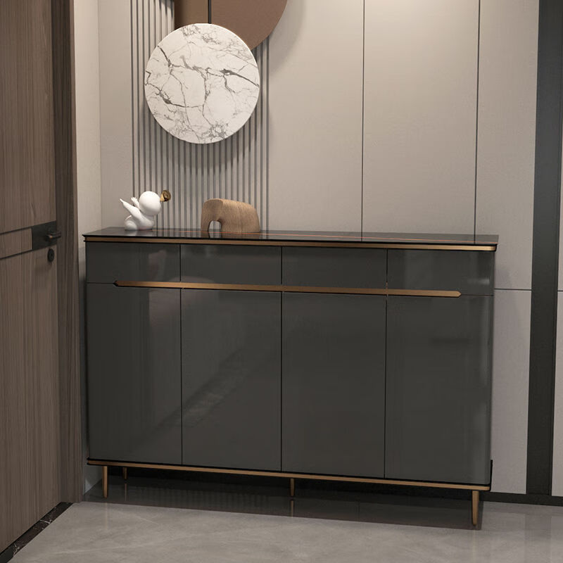 奢概念2024新款极简轻奢岩板烤漆鞋柜门口楼道走廊玄关柜网红门厅柜鞋