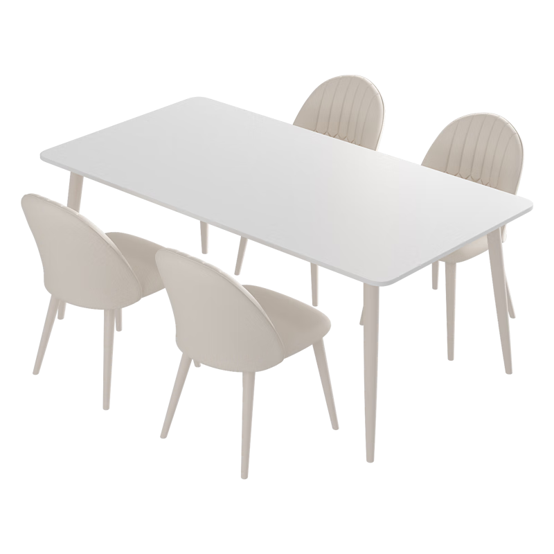 左客左家巖板餐桌輕奢現代簡(jiǎn)約家用小戶(hù)型吃飯桌子奶油風(fēng)長(cháng)方形純白餐桌椅 純白巖板餐桌1.2米