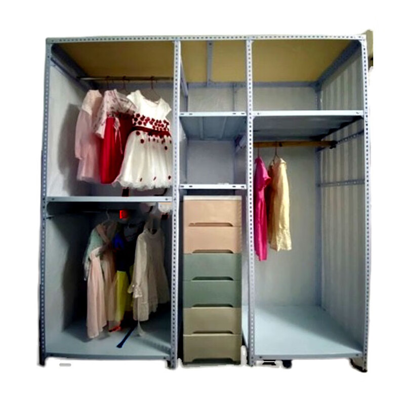 周末岛金属衣柜层板钢架开放式简易角钢衣柜自制铁板定制家用出租房