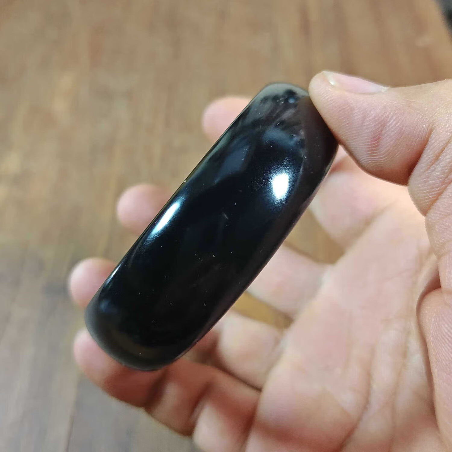 35号新疆哈密黑泥石砭石宽版手镯58/21/8.5mm