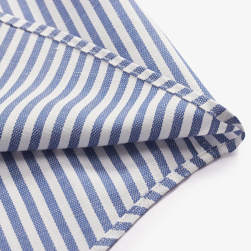 MAYOR男装春季300支棉汉麻桑蚕丝易烫商务蓝条长袖男衬衫 深蓝 38