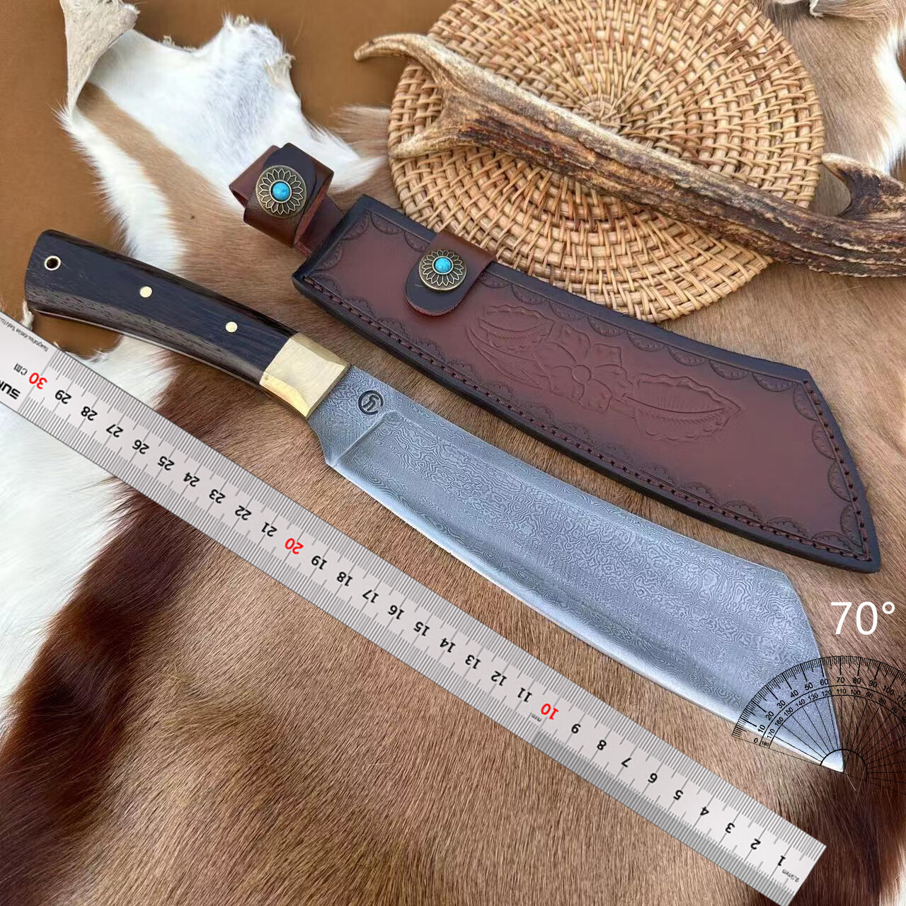 滇刃砍柴刀户撒手工锻打劈柴户外伐木刀柴刀弯刀砍材刀砍树帕兰日式